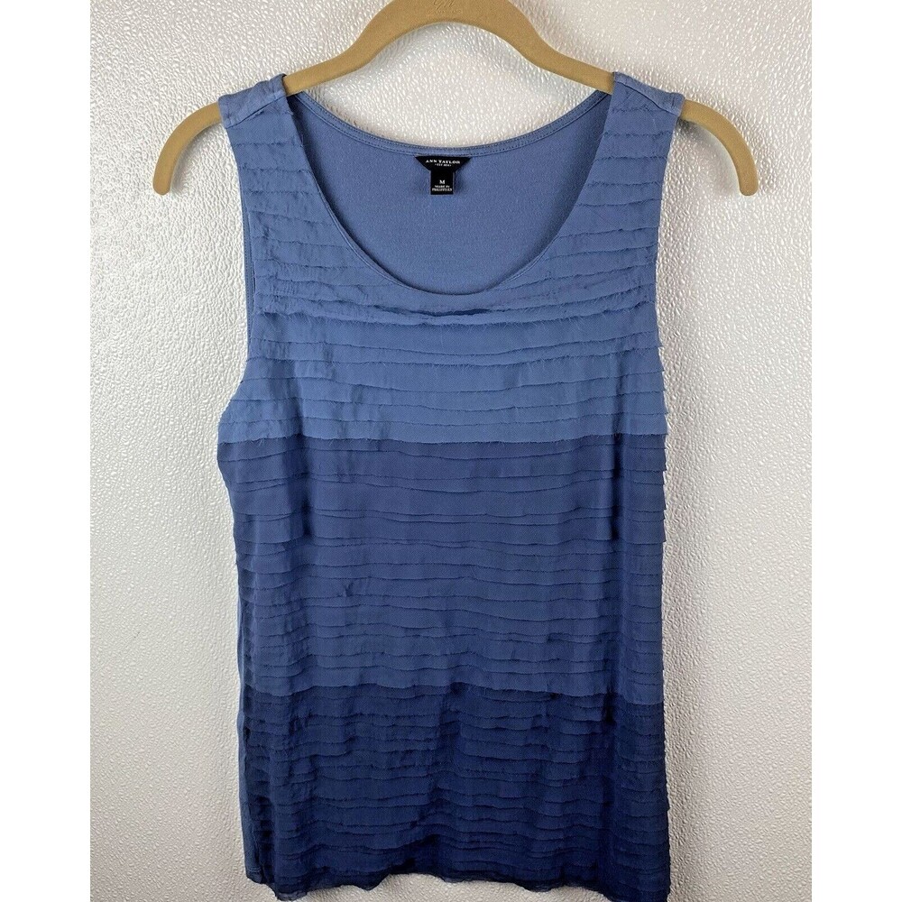 Ann Taylor Loft Tiered 3 Shades of Steal Gray Ruffle Shell in Size Medium
